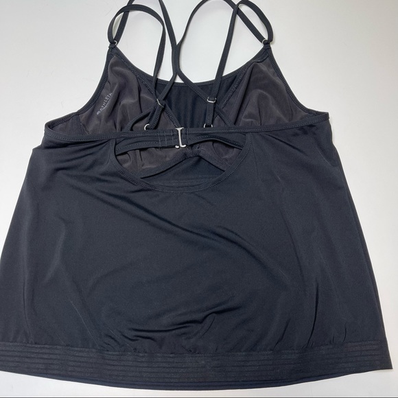 Athleta Cross Back Swim Tank Blouson Tankini Black 40 B/C - Picture 11 of 12